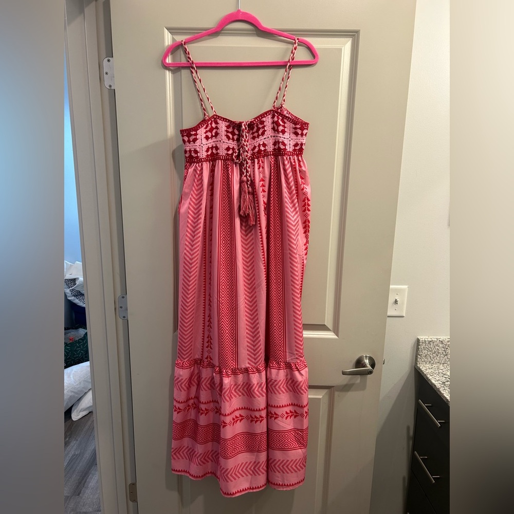 Pink and Red Patterned Maxi Dress